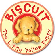 Biscuit, the little yellow puppy logo